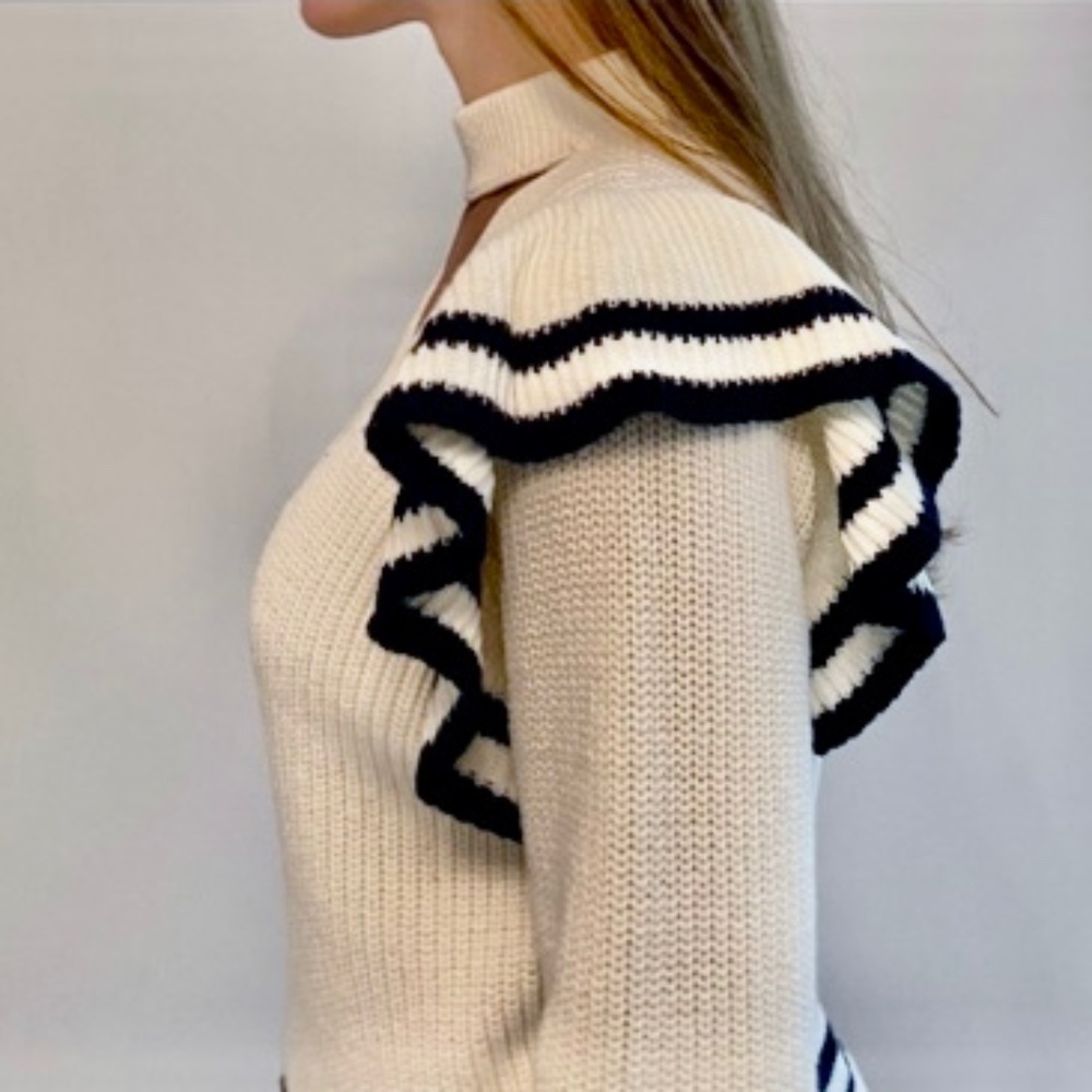 Self-Portrait Ivory Wool Blend Sweater  M New